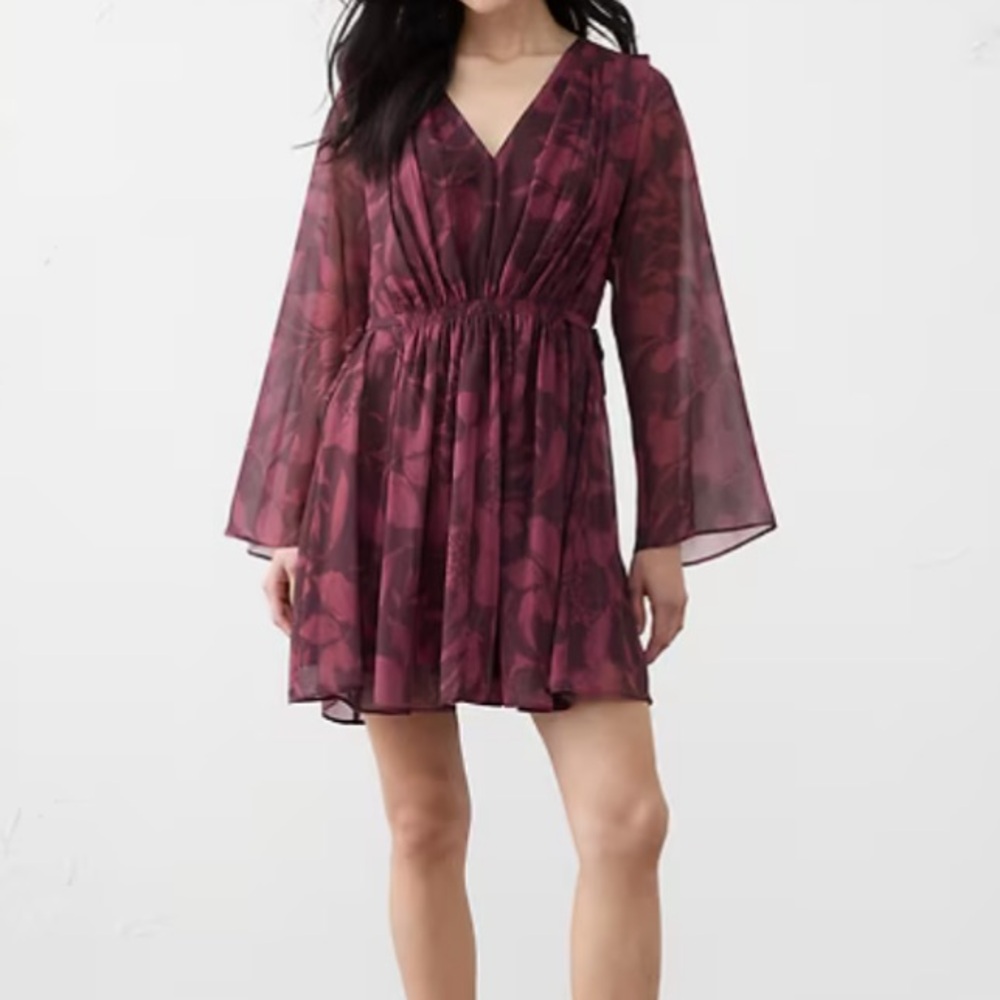 🆕 Banana Republic Chiffon Side-Tie mini dress in Pink Floral Medallion print